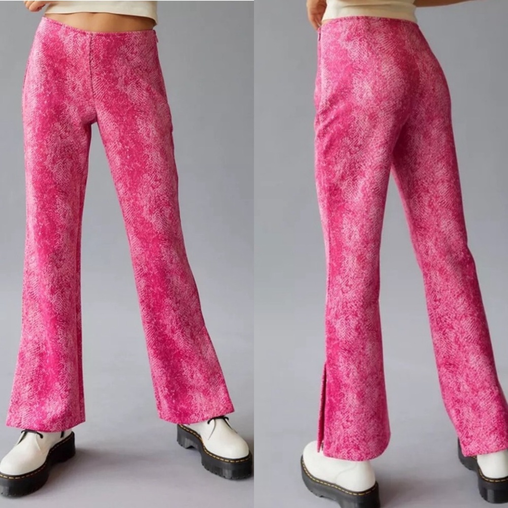 Urban outfitters vivica pink snakeskin faux leather low rise‎ pants